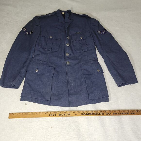 Vintage Military Coat Sz 41 Air Force Blue Dress Uniform Wool Polyester USAF AF - Picture 6 of 16